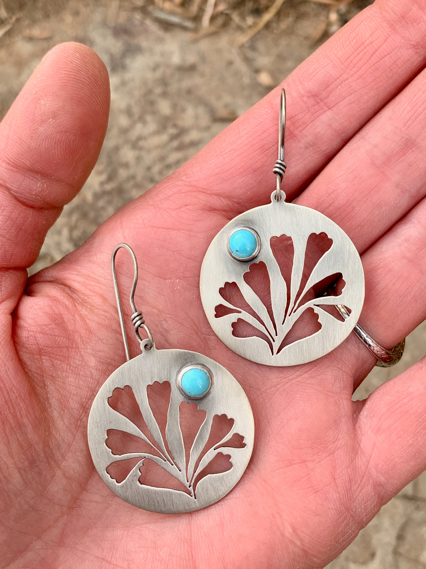 Artemisia Tridentata Circles - Sterling Silver and Kingman Turquoise
