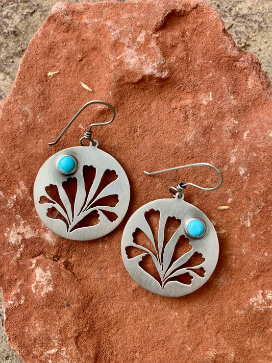 Artemisia Tridentata Circles - Sterling Silver and Kingman Turquoise