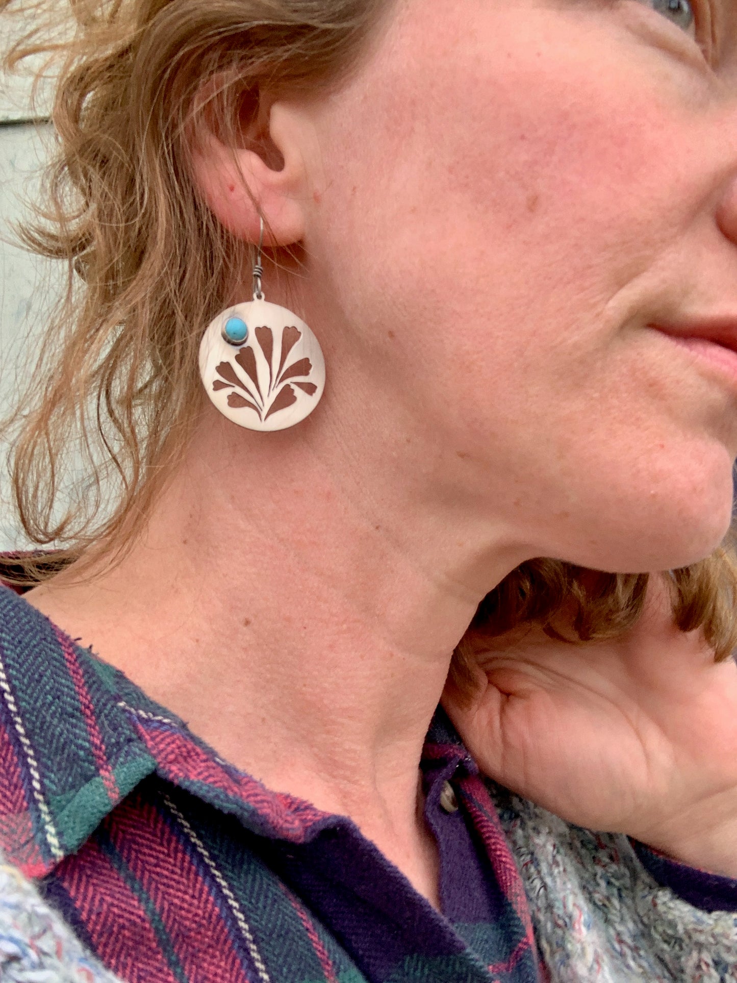 Artemisia Tridentata Circles - Sterling Silver and Kingman Turquoise