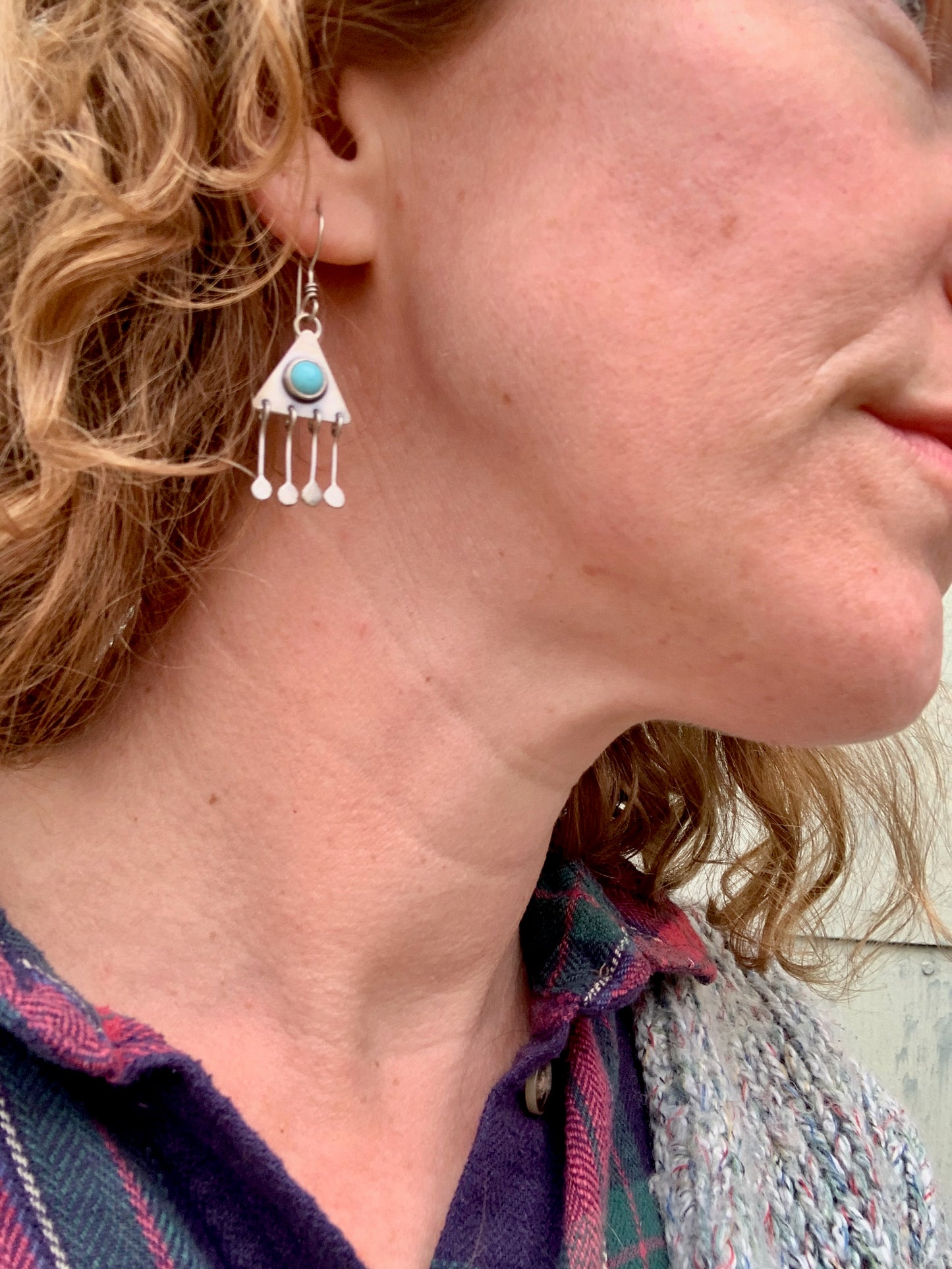 Triangle Fringe - Sterling Silver and Kingman Turquoise
