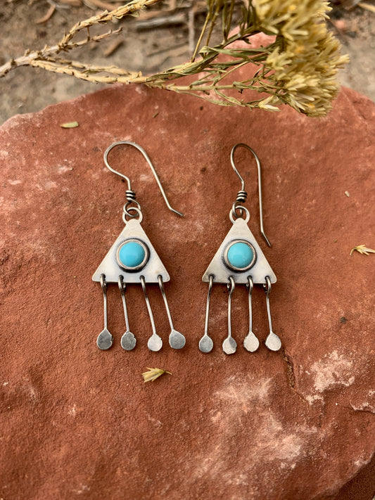 Triangle Fringe - Sterling Silver and Kingman Turquoise