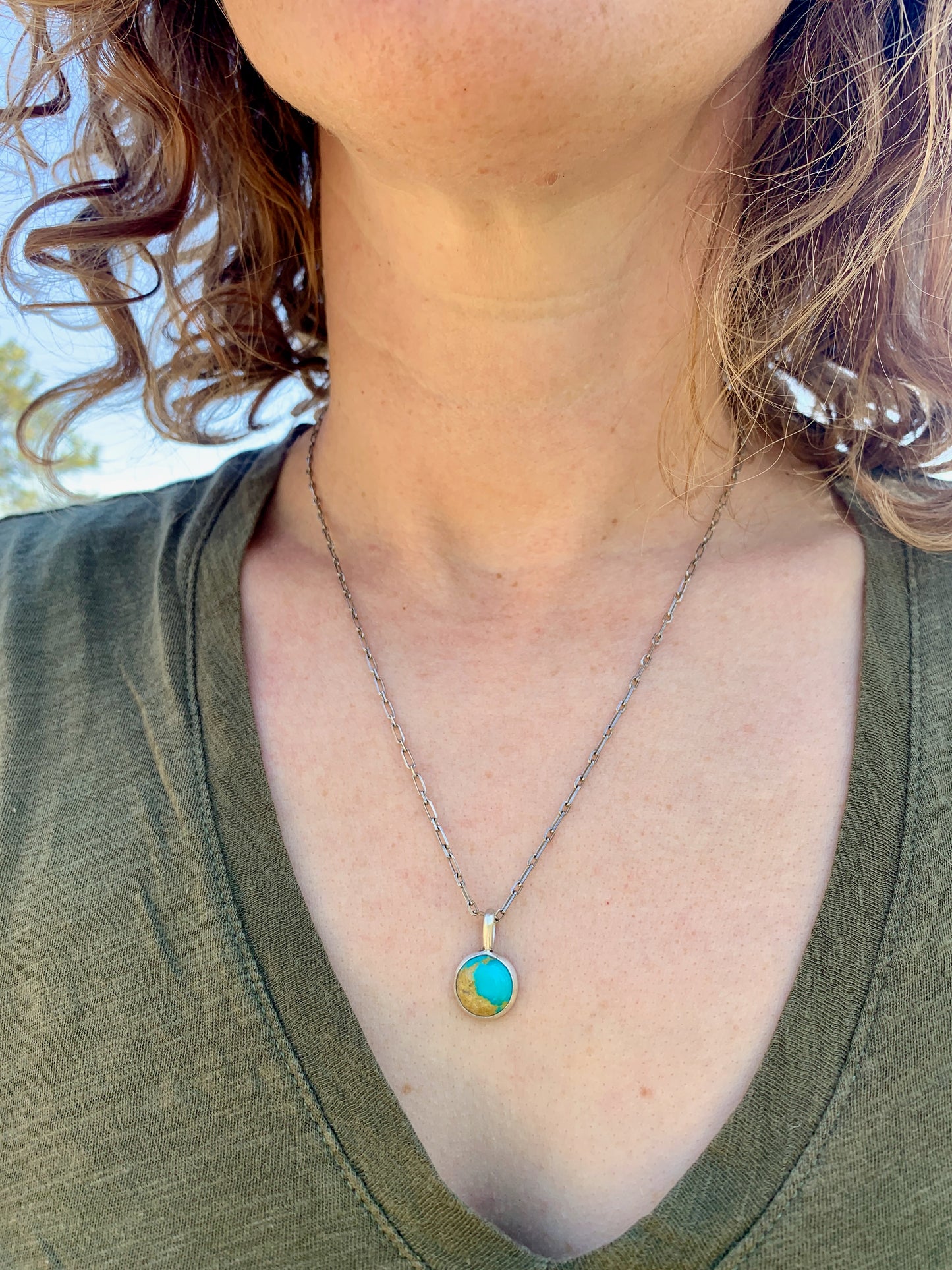 Pale Blue Dot Pendant #2 - Kingman Turquoise and Sterling Silver