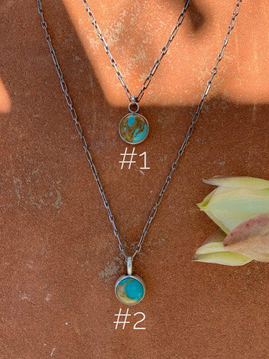 Pale Blue Dot Pendant #2 - Kingman Turquoise and Sterling Silver